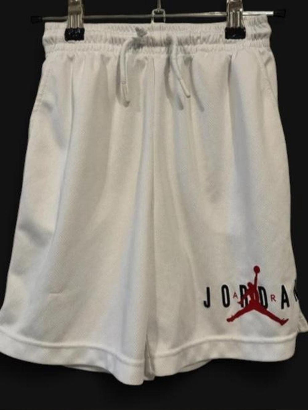 Jordan Boys White Athletic Shorts with Red Jumpman